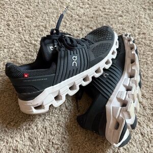 On Running Black and White Athletic Shoes